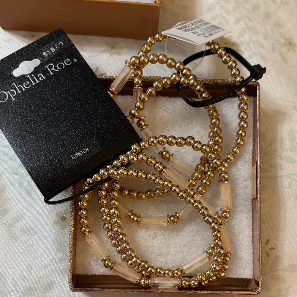 Ophelia Roe Gold Beaded Bracelet Set